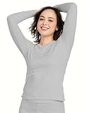 LAPASA Pacco da 2 o 1 Maglia Termica Donna Manica Lunga Fodera in Micro Pile - Pigiama Abbigliamento Intimo Canottiera Calda Elastica Traspirante Sportiva Grigio Chiaro(Caldo) M