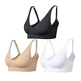 Comfyin Reggiseno Senza Ferretto Reggiseni Senza Filo Metallico per Donna Reggiseni con Imbottiture Rimovibili, Confezione da 3,Nero+ Beige+ Bianco,XL