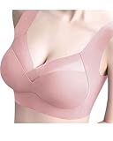 OXDOHUE Reggiseno in pizzo senza cuciture da donna senza ferretto reggiseno push-up da donna morbido, imbottito reggiseno bustier classico donna sensazione moderna - più traspirante e leggero - rosa