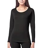 LAPASA Pacco da 2 o 1 Maglia Termica Donna Manica Lunga Fodera in Micro Pile - Pigiama Abbigliamento Intimo Canottiera Calda Elastica Traspirante Sportiva Nero(Caldo) S