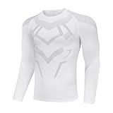 AMZSPORT Maglia Compressione Uomo Maglia Termica Manica Lunga Maglietta Palestra Compression Shirt Ciclismo Sportiva Running, Bianco, M