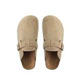 BDWMZKX Ciabatte donna Scarpe Birkenstock Per Donne, Suole Spesse, Altezza Aumentata, Mezze Pantofole Di Punta Di Birkenstock, Slip-on A Molla E Autunno-cachi-38