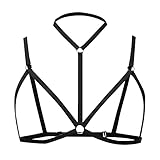 Reggiseno Aperto Hot Vestitini Sexi Donna Hot Reggiseno con Lacci Sexy da Donna Reggiseno con Fascia Elastica Regolabile con Ritaglio Nero Reggiseno Aperto Hot Vestitini Sexi Donna (Black One Size)