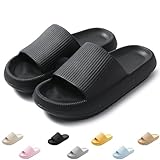 QJJQ Ciabatte Donna Uomo Comode Slide Ciabatte Nuvole Ultra Morbide Casa Pantofole Sandalo Estive Antiscivolo Ciabatte da Mare Spiaggia Piscina, Nero, 40-41 EU