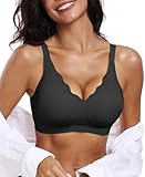 OEAK Reggiseno Senza Ferretto Push Up Reggiseno Senza Cuciture con Imbottitura Rimovibile Reggiseno con Spalline Regolabili Bralette Donna Comodo Morbido, Nero, XL