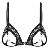 Freebily Reggiseno Donna Sexy Hot Aperto in Pizzo Floreale Trasparente Bra Top Push up con Metallo Cintura Reggiseni Senza Ferretto Bikini Top Biancheria Intima Erotico Nero S