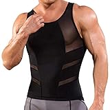 CHUMIAN Canotta Contenitiva Snellente Uomo Canottiera Compressione Modellante Maglietta Dimagrante Intimo Maglia Pancia Piatta Canottiera Traspirante Sportivo (Nero, XL)